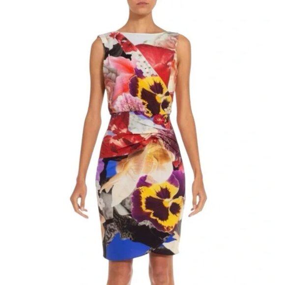 Roberto Cavalli Araki Printed Floral Dress Gathered Mini Multicolor 44  US 10 - Picture 2 of 16